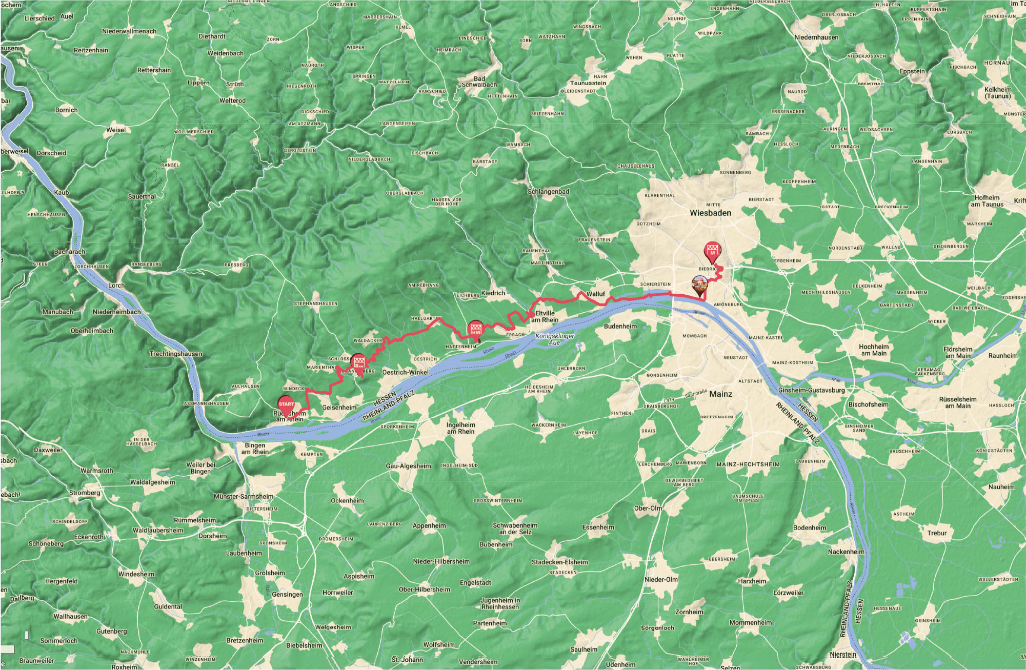 Vinothon SavourMarathon | Route Map | Rüdesheim to Biebrich