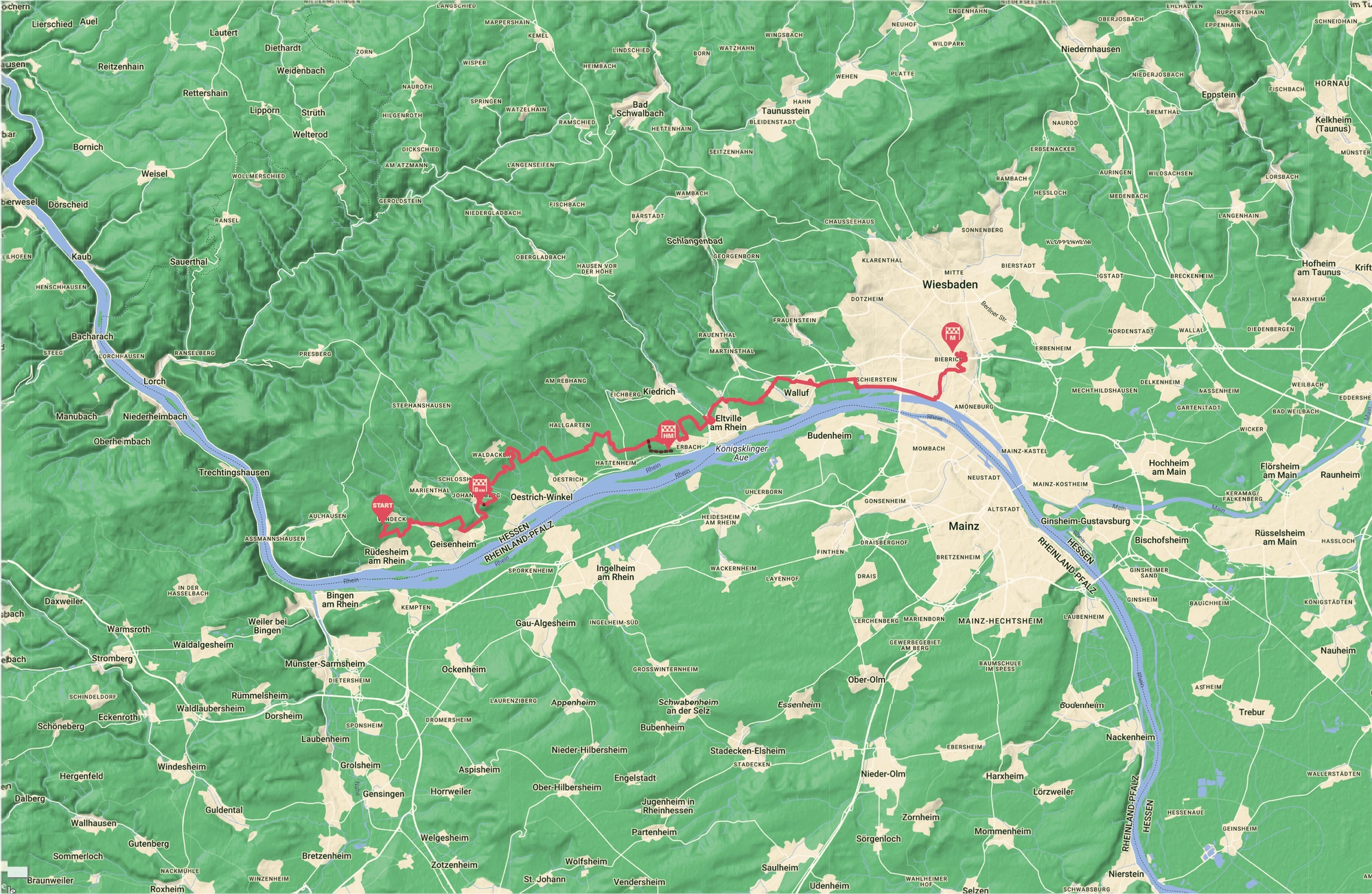 Vinothon SavourMarathon | Route Map | Rüdesheim to Biebrich